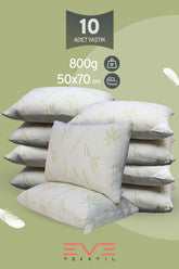 10 Adet Bamboo Serisi Kılıflı Fermuarlı Yıkanabilir Antialerjik Silikon Elyaf Yastık 50x70cm 800 gr