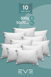10 Adet Diamant Plus Kılıflı Fermuarlı Yıkanabilir Antialerjik Silikon Elyaf Yastık 50x70cm 800 gr