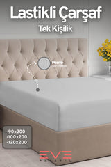 Fitted Yüksek Kaliteli Penye Kumaş Tek Kişilik Lastikli Çarşaf