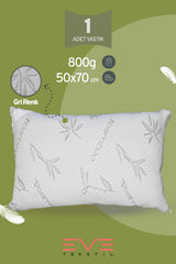 Bamboo Gri Serisi Kılıflı Antialerjik Fermuarlı Yıkanabilir Silikon Elyaf Yastık 50x70cm 800 gr