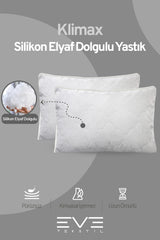 2 Adet Klimax Beyaz Serisi Kılıflı Fermuarlı Klimali Antialerjik Silikon Nano Elyaf Yastık 50x70cm