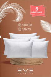 6 Adet Pollycotton Kılıflı Silikon Yastık 50 x 70 cm 900 gr