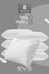 8 Adet Klimax Beyaz Serisi Kılıflı Fermuarlı Klimali Antialerjik Silikon Nano Elyaf Yastık 50x70cm
