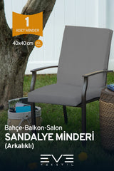 Bahçe - Salon - Balkon Arkalıklı Fermuarlı Bağlanabilir Yıkanabilir Sandalye Minderi 1 Adet
