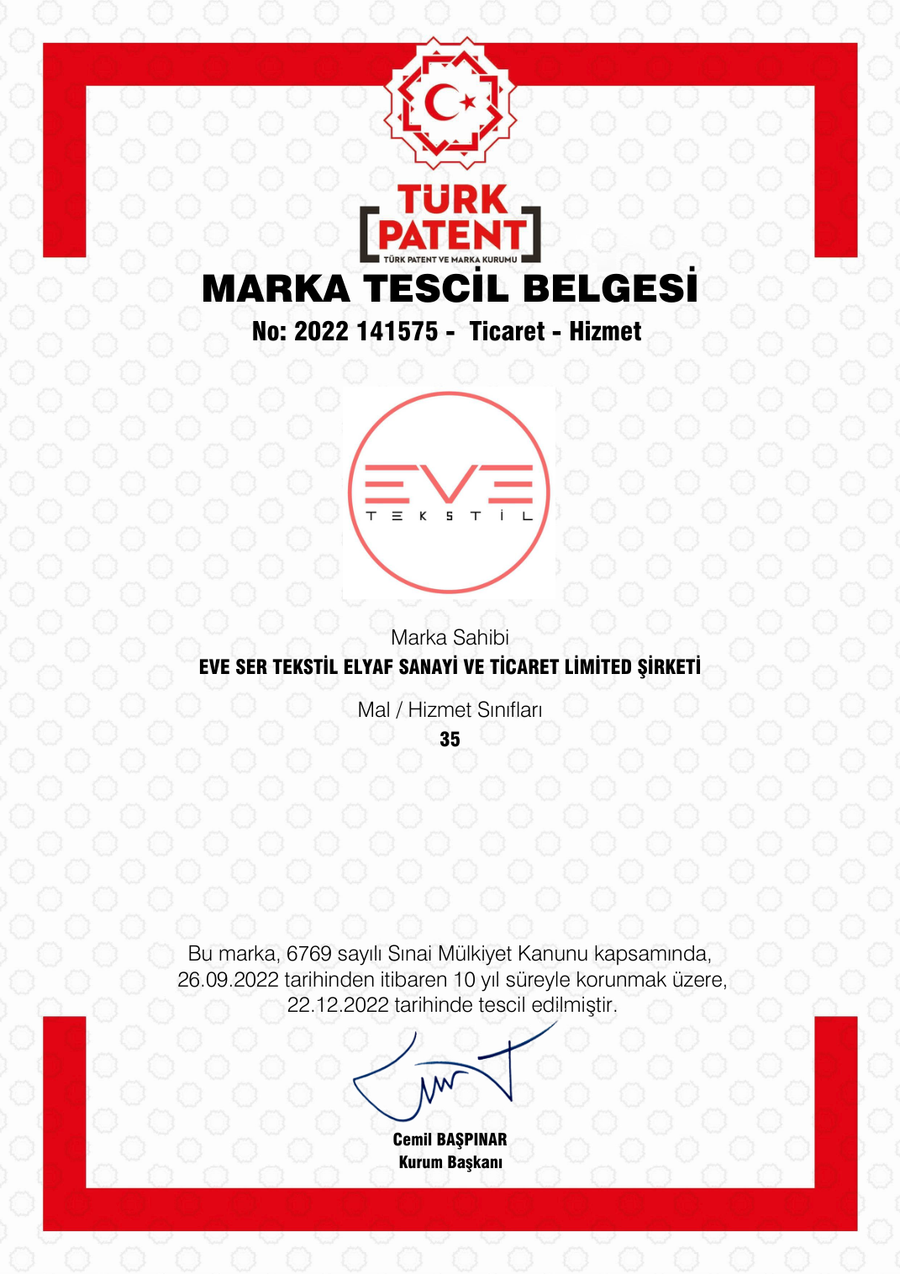 Marka Tescil Belgesi – Sınıf 35