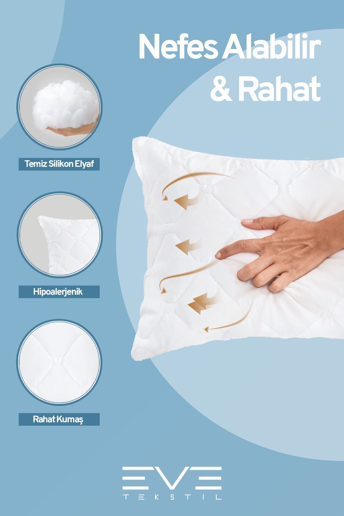 10 Adet Diamond Plus Kapitone Yastık 50*70 Cm 800 gr