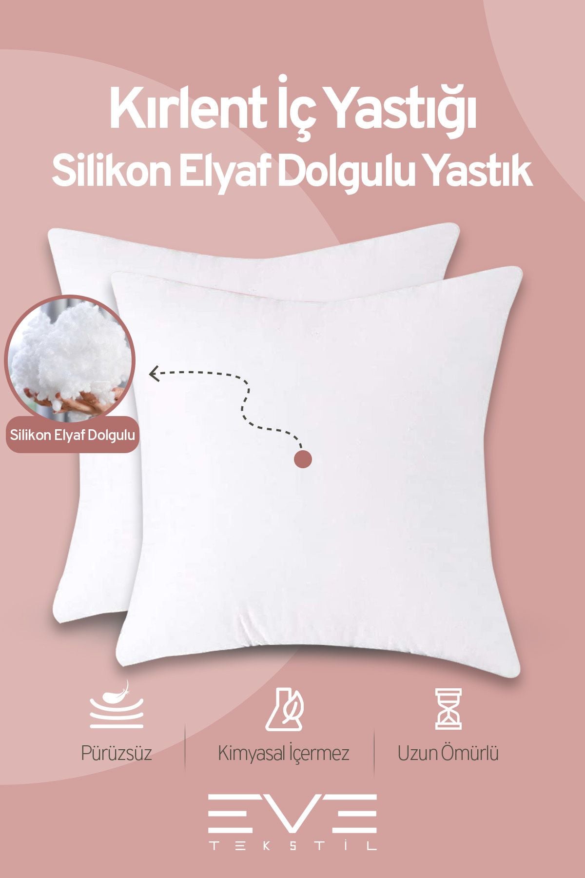 10 Adet Throw Serisi Antialerjik %100 Silikon Elyaf Dolgulu Kırlent Iç Kare Yastık 45x45cm 350gr