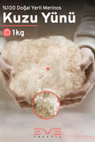 %100 Doğal Boncuk Merinos Kuzu Yünü 1 Kg