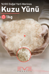 %100 Doğal Boncuk Merinos Kuzu Yünü 1 Kg