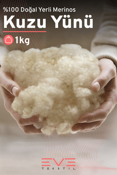 %100 Doğal Boncuk Merinos Kuzu Yünü 1 Kg