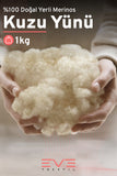 %100 Doğal Boncuk Merinos Kuzu Yünü 1 Kg