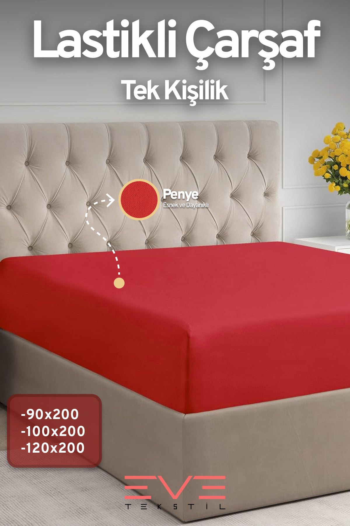 Fitted Yüksek Kaliteli Penye Kumaş Tek Kişilik Lastikli Çarşaf