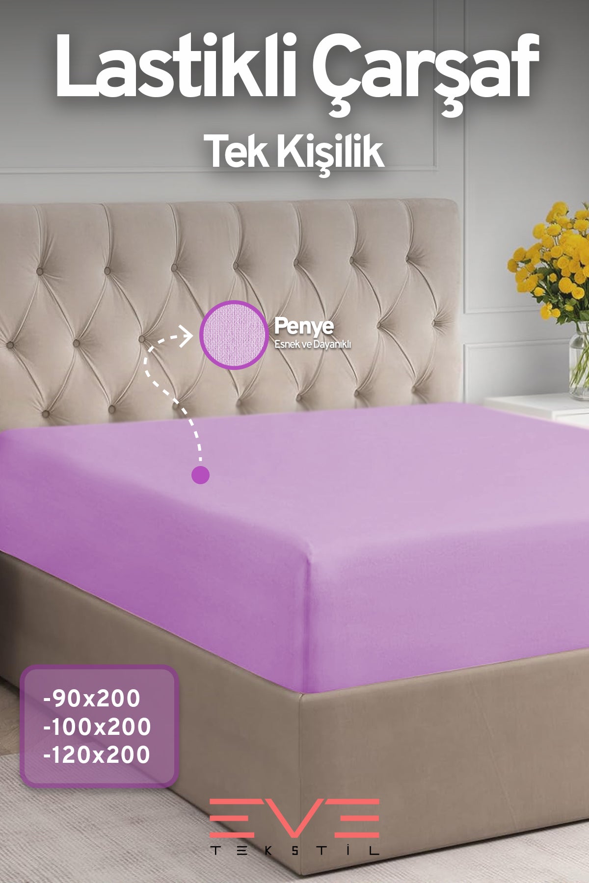 Fitted Yüksek Kaliteli Penye Kumaş Tek Kişilik Lastikli Çarşaf