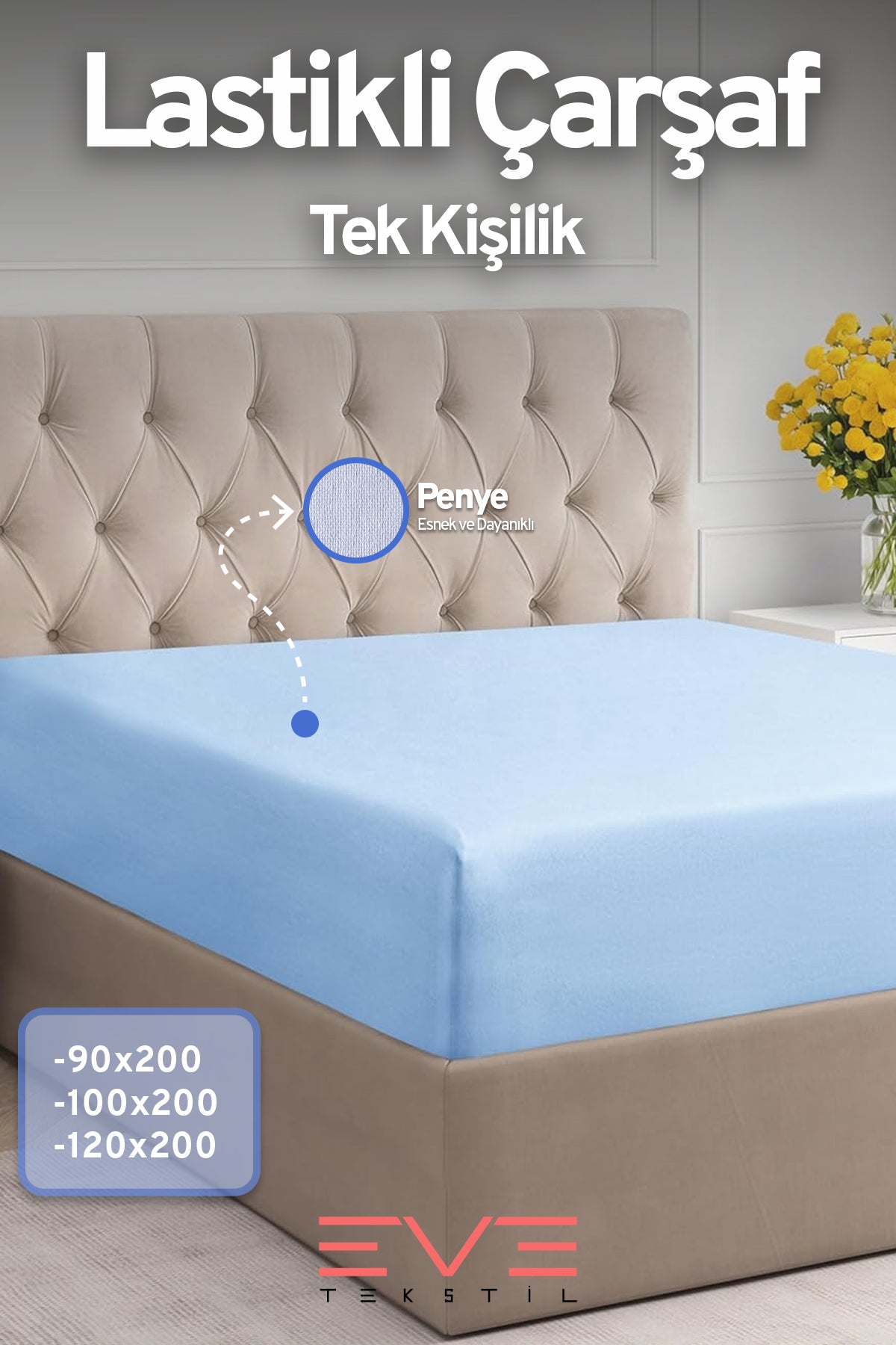 Fitted Yüksek Kaliteli Penye Kumaş Tek Kişilik Lastikli Çarşaf