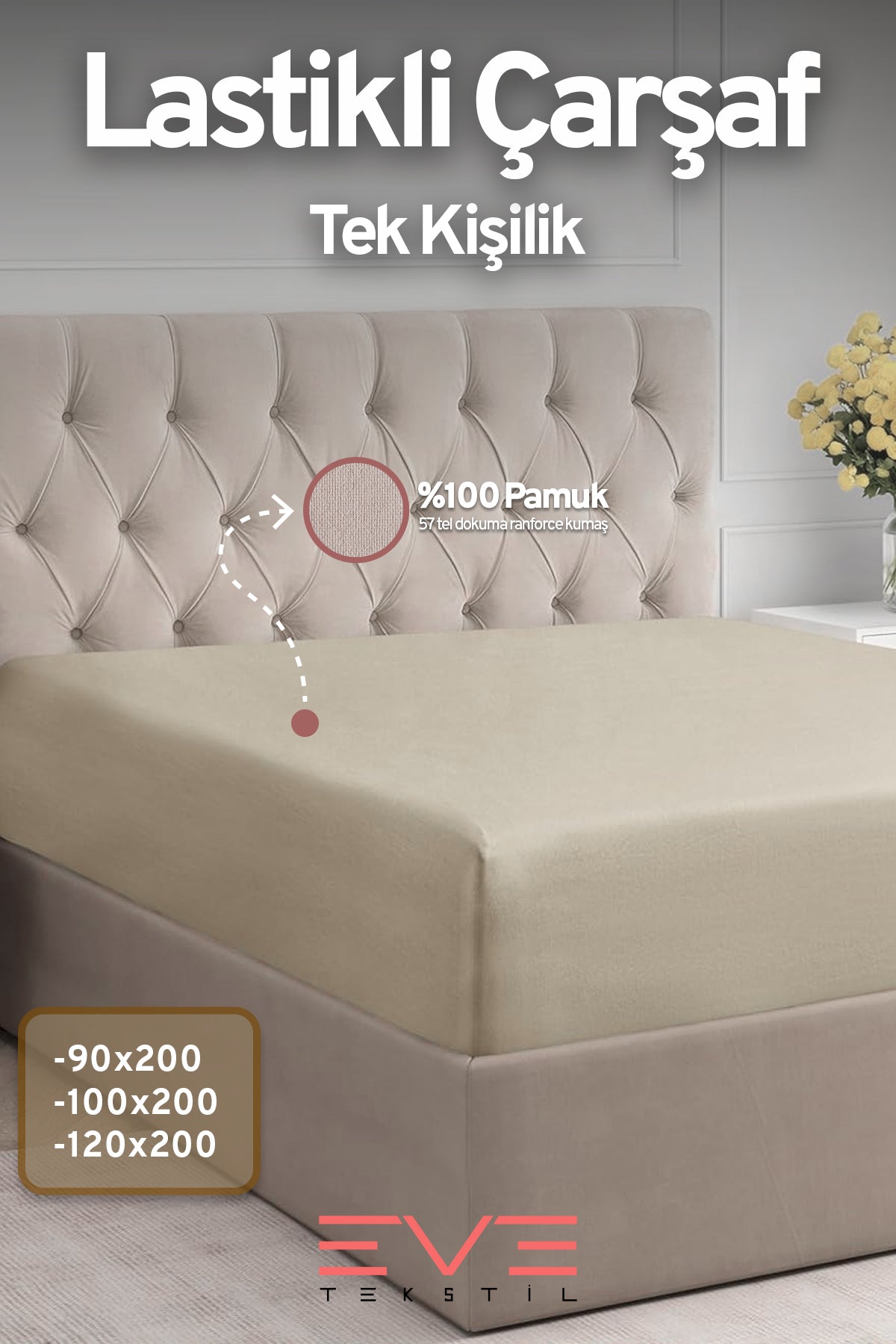 Fitted Yüksek Kaliteli Penye Kumaş Tek Kişilik Lastikli Çarşaf