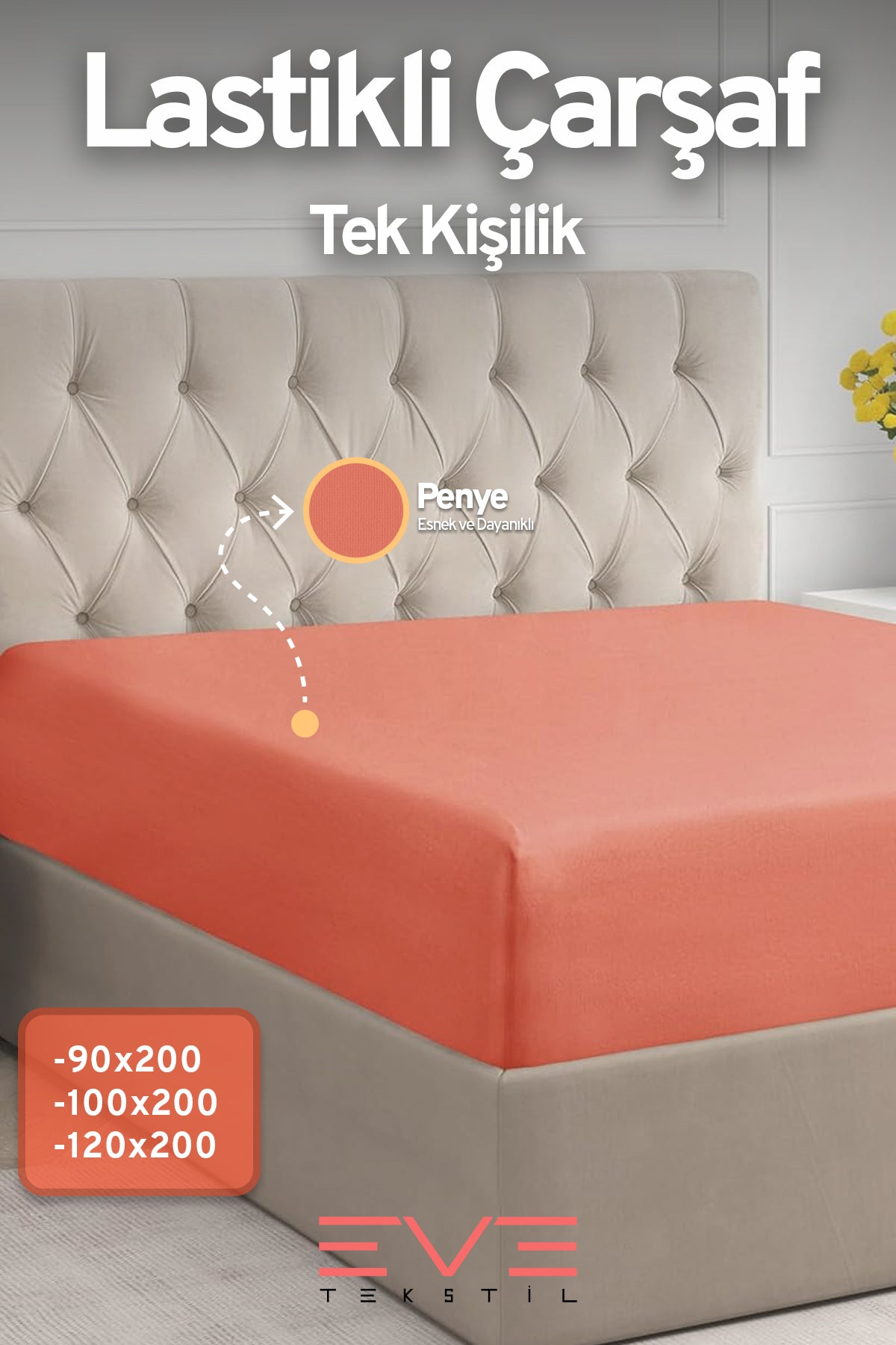 Fitted Yüksek Kaliteli Penye Kumaş Tek Kişilik Lastikli Çarşaf