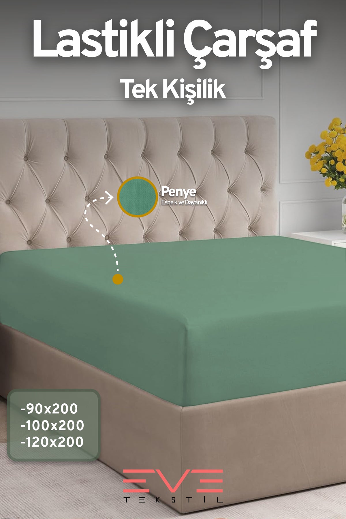 Fitted Yüksek Kaliteli Penye Kumaş Tek Kişilik Lastikli Çarşaf