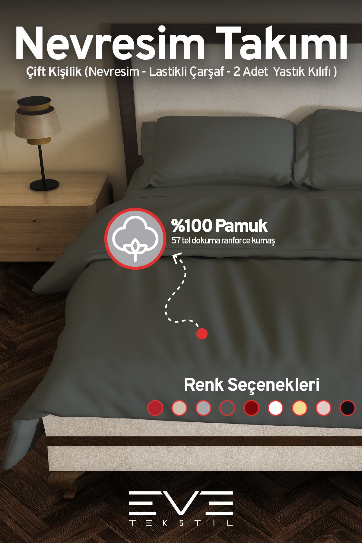 Ranforce Çarşaflı Yastık Ve Yorgan Kılıflı Çift Kişilik Nevresim Takımı 200x220 Cm