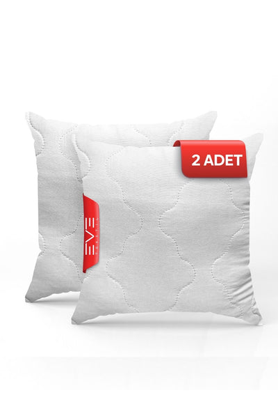 2 Adet 40X40 Cm Kapitone Koruyuculu Çıkarılabilir Fermuarlı Silikon Elyaf Rahat Ev Ve Otel Yastığı