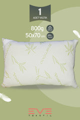 Bamboo Serisi Kılıflı Antialerjik Fermuarlı Yıkanabilir Antialerjik Silikon Elyaf Yastık 50x70cm 800 gr