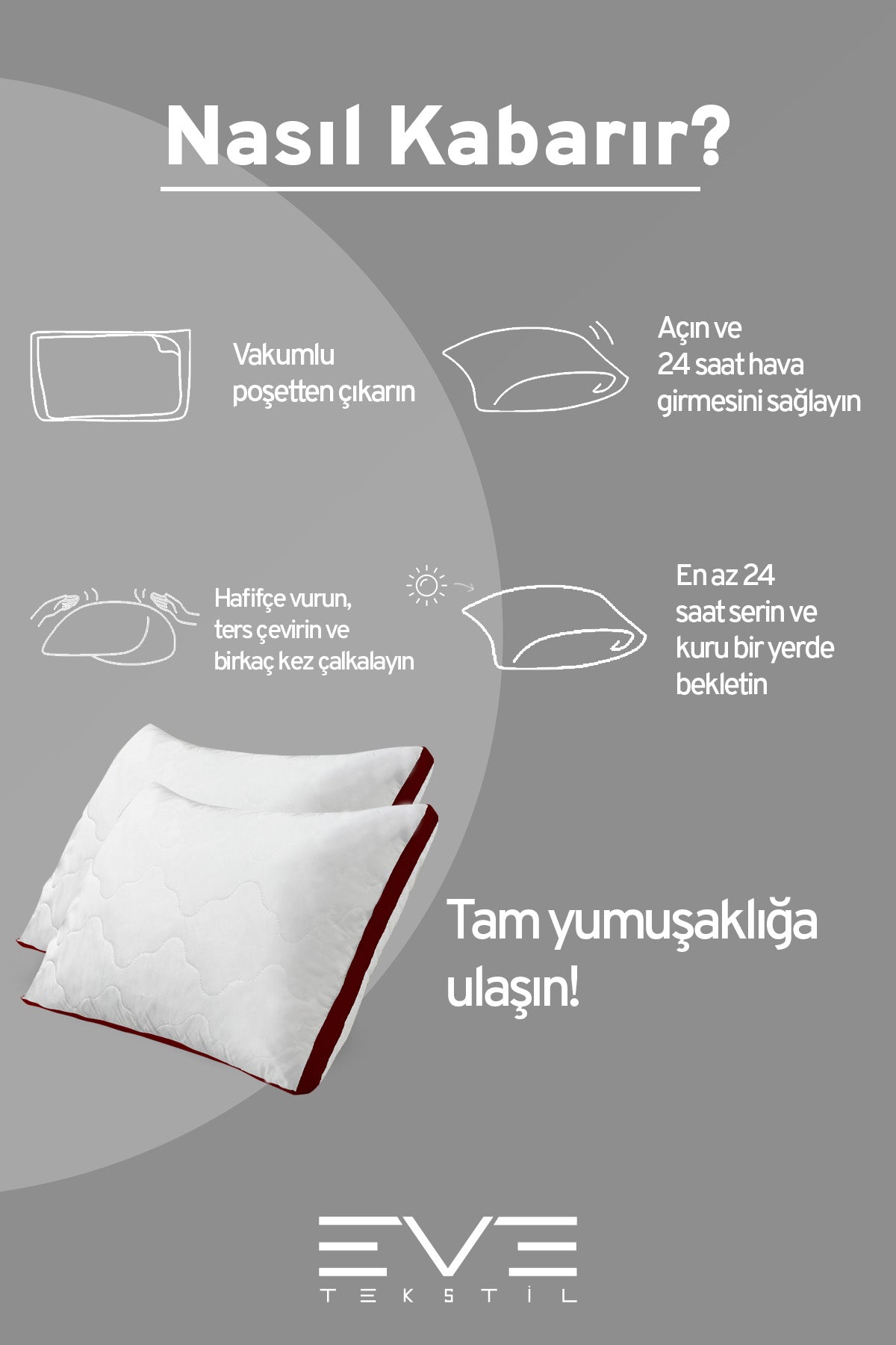 4 Adet Klimax Bordo Serisi Kılıflı Fermuarlı Klimali Antialerjik Silikon Nano Elyaf Yastık 50x70cm