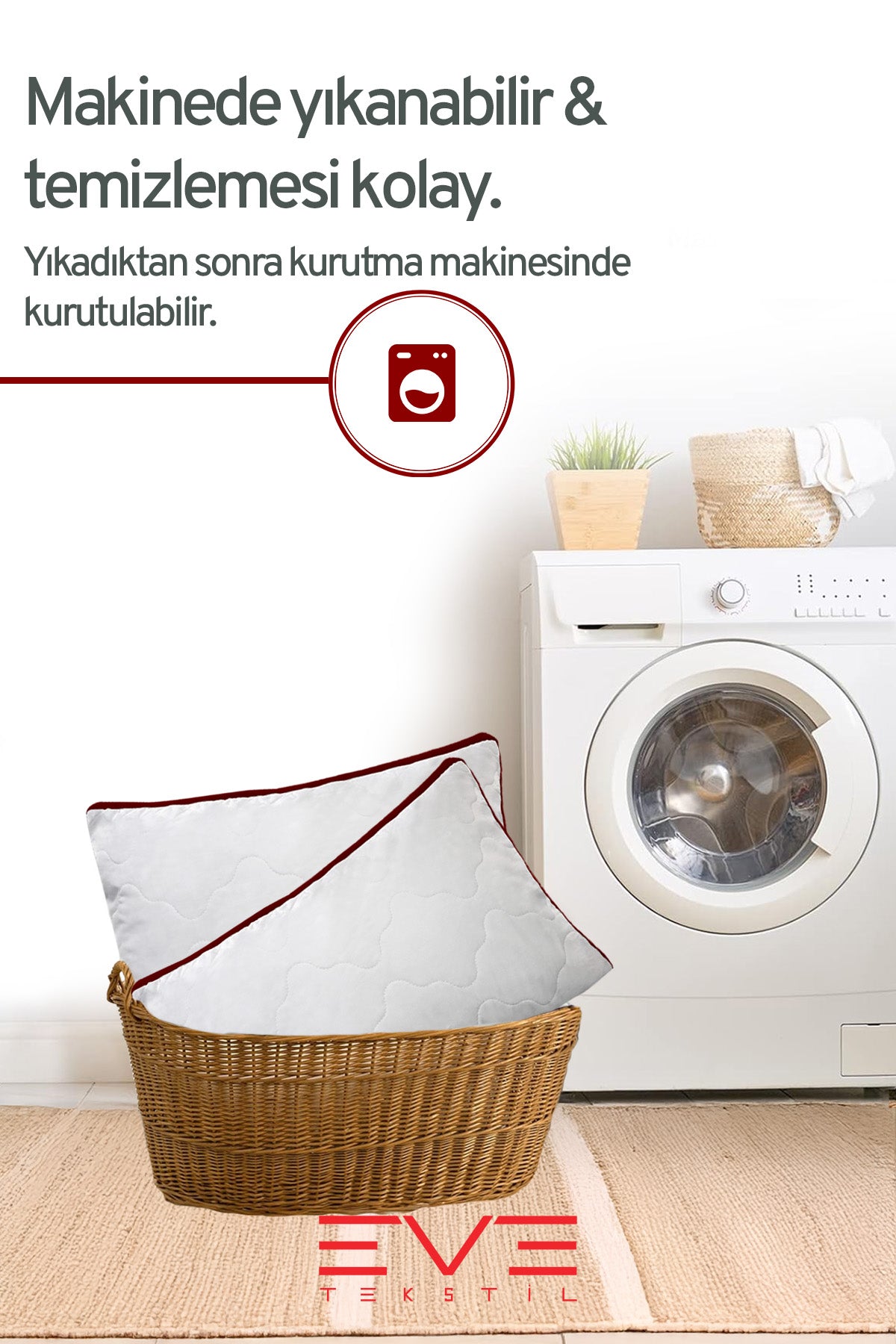 4 Adet Klimax Bordo Serisi Kılıflı Fermuarlı Klimali Antialerjik Silikon Nano Elyaf Yastık 50x70cm