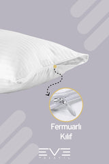 4 Adet Çizgili Pamuk Saten Antibakteriyel Fermuarlı Yıkanabilir Otel Lüks Yastık Kılıfı 50x70cm