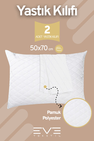 2 Adet Diamon Kapitone Antibakteriyel Fermuarlı Yıkanabilir Otel Lüks Yastık Kılıfı 50x70cm