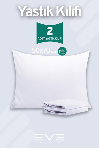 2 Adet RanForce Düz Pamuk Antibakteriyel Yıkanabilir Lüks Yastık Kılıfı 50x70cm
