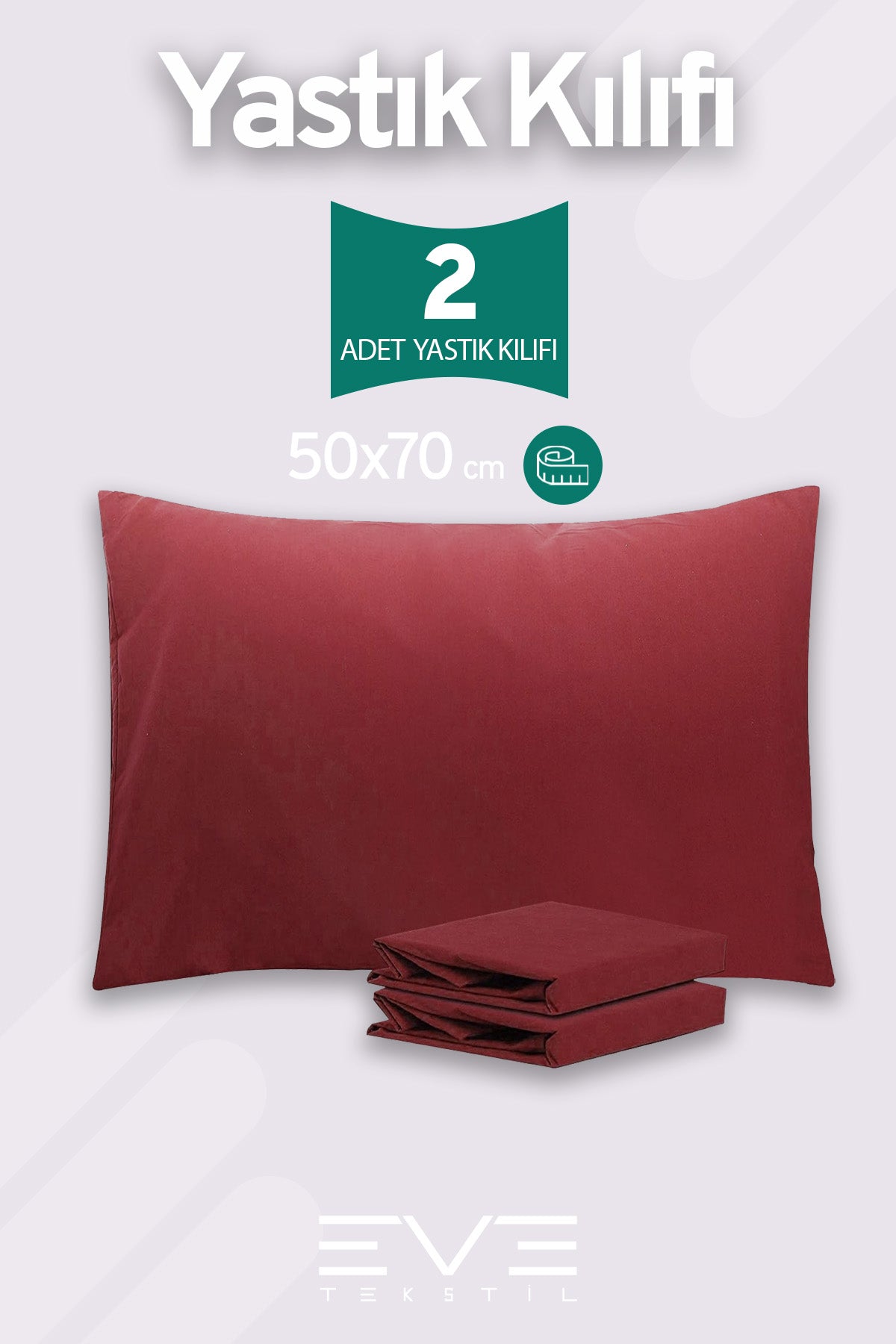 2 Adet RanForce Düz Pamuk Antibakteriyel Yıkanabilir Lüks Yastık Kılıfı 50x70cm