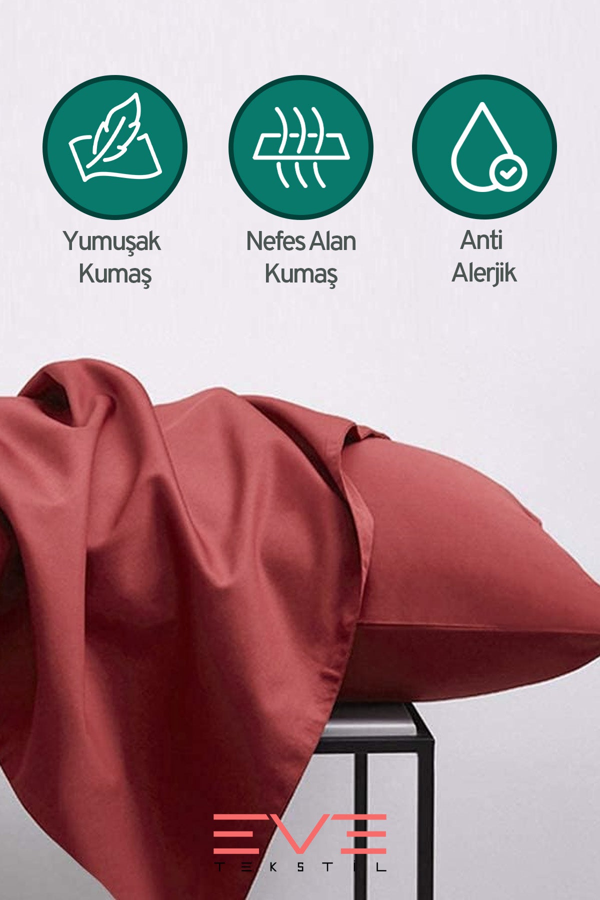 2 Adet RanForce Düz Pamuk Antibakteriyel Yıkanabilir Lüks Yastık Kılıfı 50x70cm