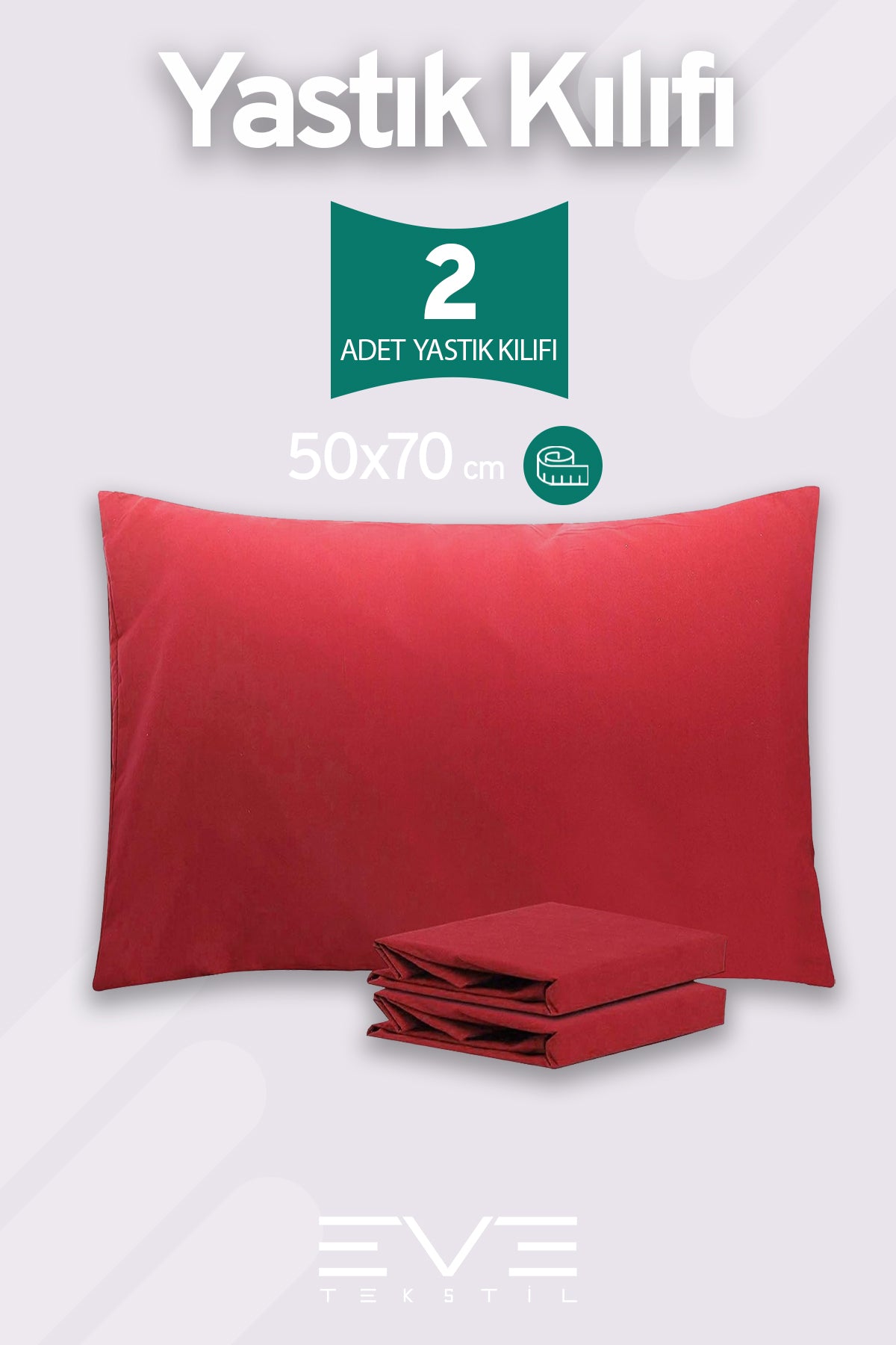 2 Adet RanForce Düz Pamuk Antibakteriyel Yıkanabilir Lüks Yastık Kılıfı 50x70cm