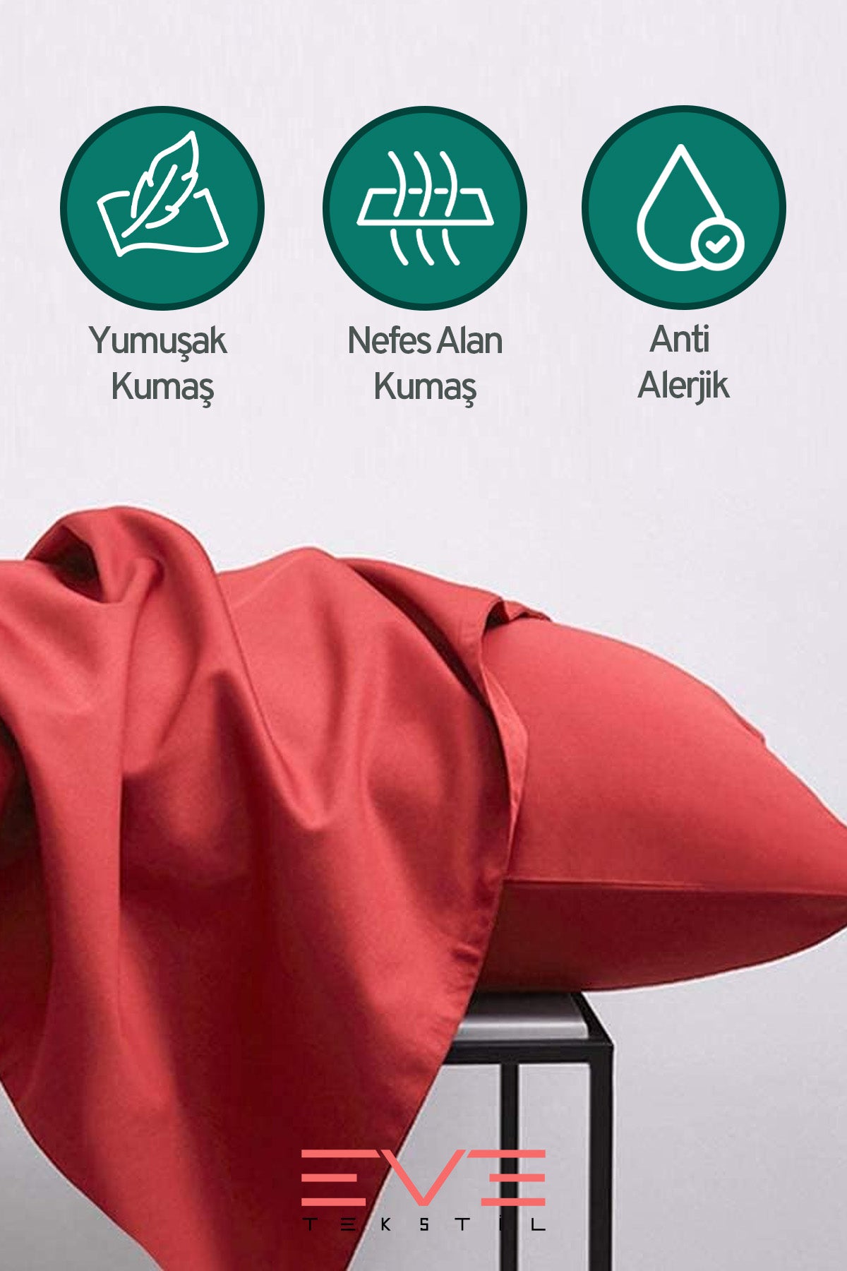 2 Adet RanForce Düz Pamuk Antibakteriyel Yıkanabilir Lüks Yastık Kılıfı 50x70cm