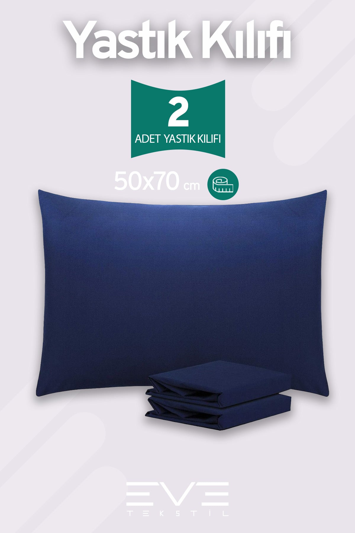 2 Adet RanForce Düz Pamuk Antibakteriyel Yıkanabilir Lüks Yastık Kılıfı 50x70cm