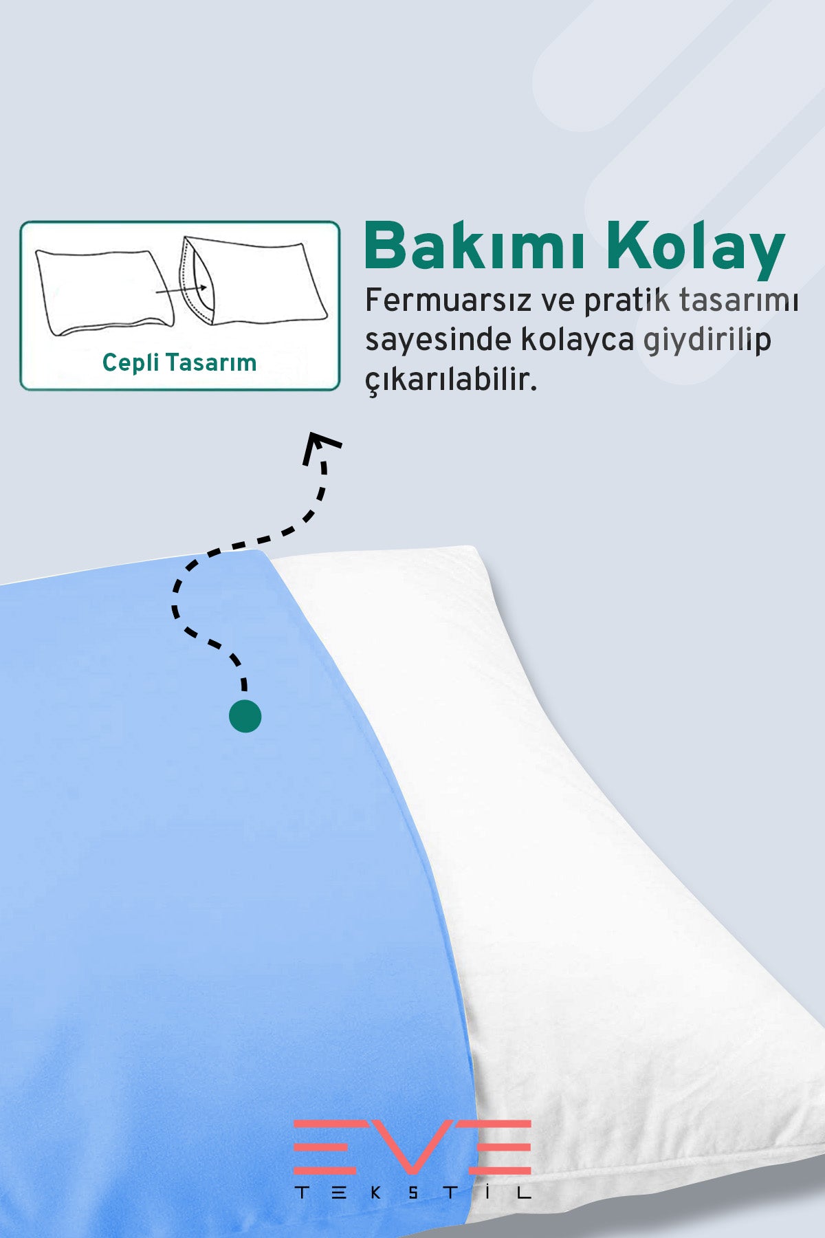 2 Adet RanForce Düz Pamuk Antibakteriyel Yıkanabilir Lüks Yastık Kılıfı 50x70cm