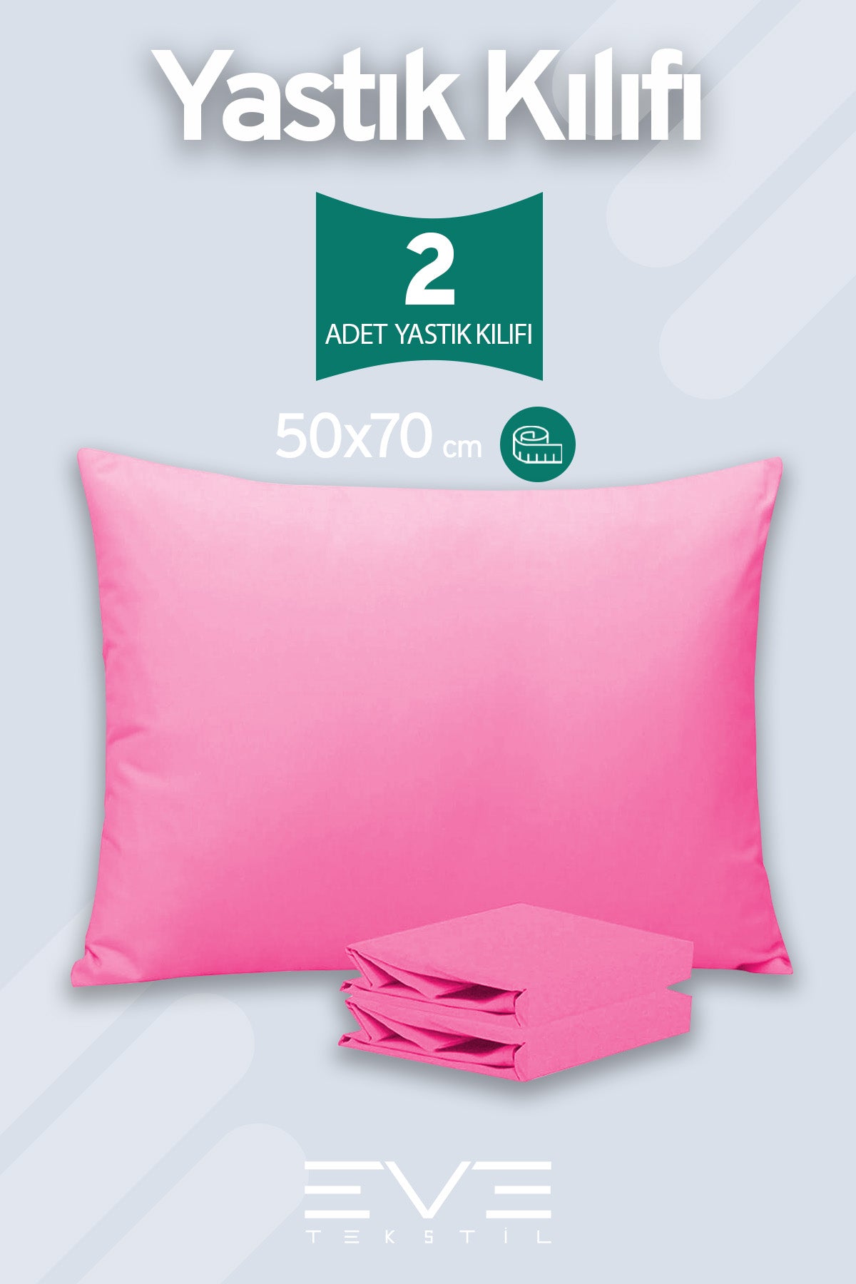 2 Adet RanForce Düz Pamuk Antibakteriyel Yıkanabilir Lüks Yastık Kılıfı 50x70cm