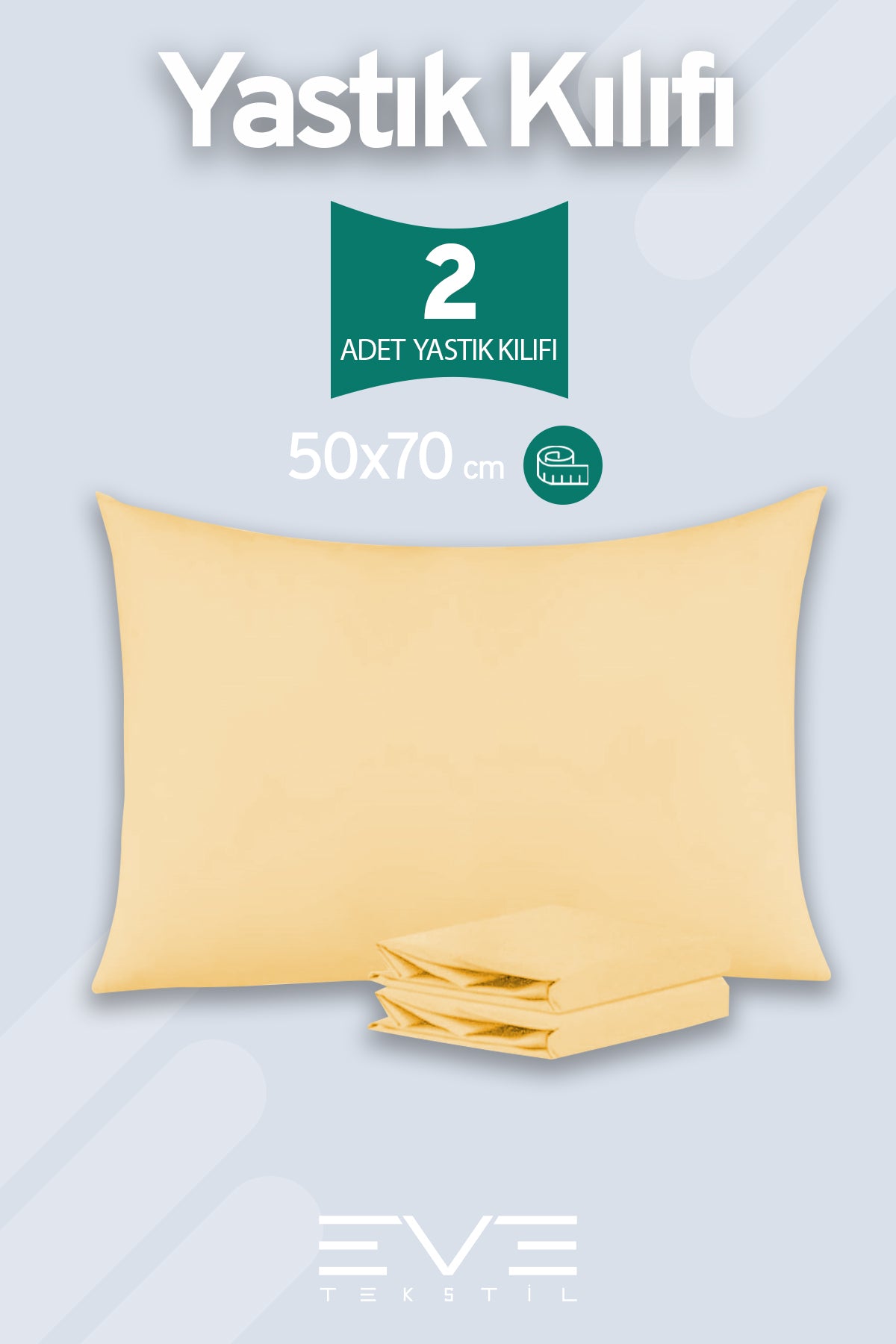 2 Adet RanForce Düz Pamuk Antibakteriyel Yıkanabilir Lüks Yastık Kılıfı 50x70cm