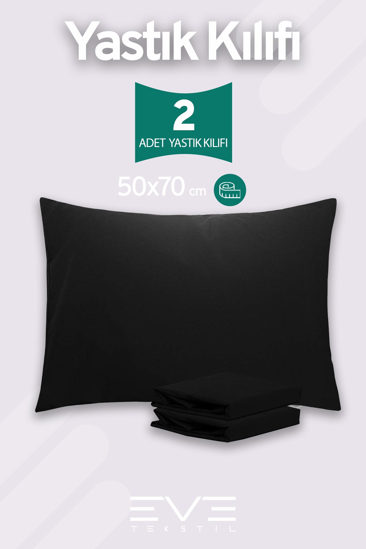 2 Adet RanForce Düz Pamuk Antibakteriyel Yıkanabilir Lüks Yastık Kılıfı 50x70cm
