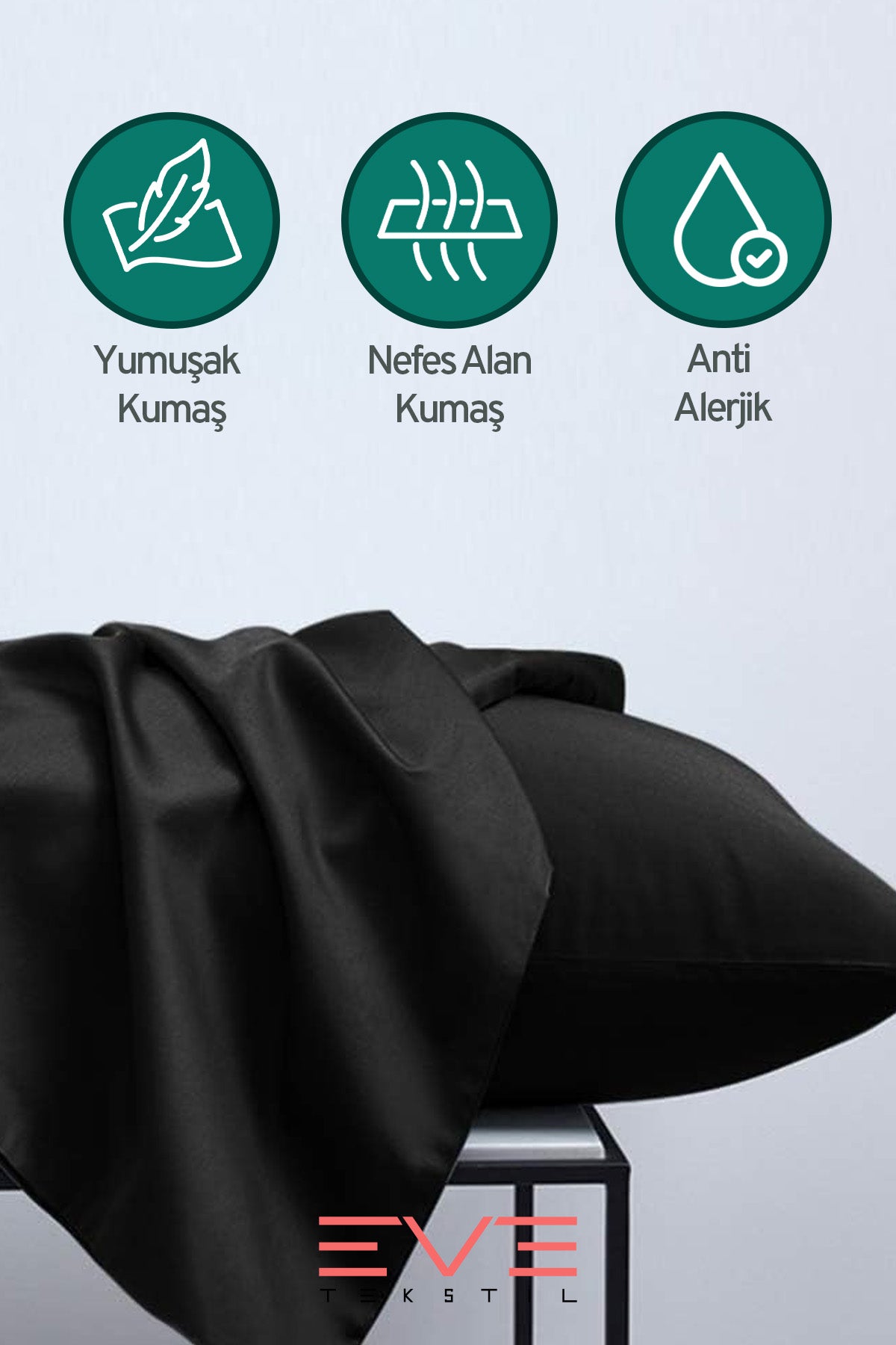 2 Adet RanForce Düz Pamuk Antibakteriyel Yıkanabilir Lüks Yastık Kılıfı 50x70cm