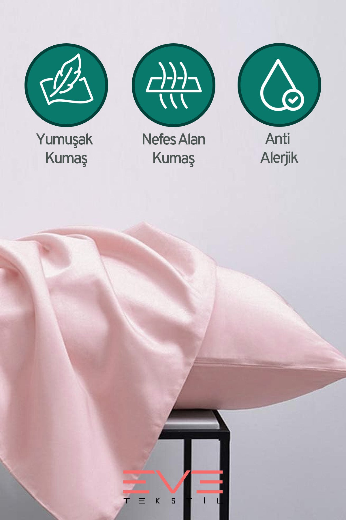 2 Adet RanForce Düz Pamuk Antibakteriyel Yıkanabilir Lüks Yastık Kılıfı 50x70cm