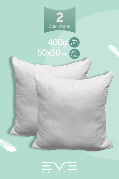 2 Adet Diamant Plus Kare Kırlent Yıkanabilir Antialerjik Silikon Elyaf Yastık 40x40cm 400 gr
