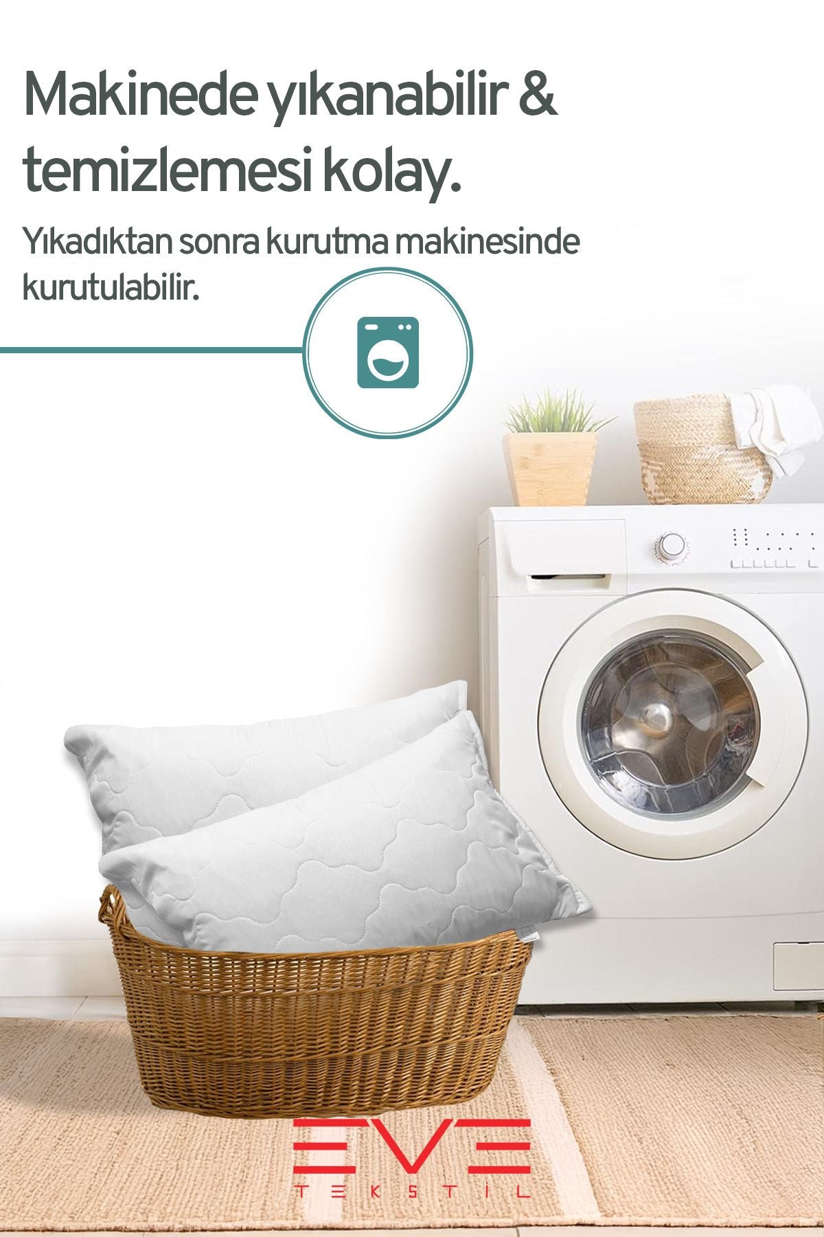 2 Adet Diamant Plus Kılıflı Fermuarlı Yıkanabilir Antialerjik Silikon Elyaf Yastık 50x70cm 800 gr