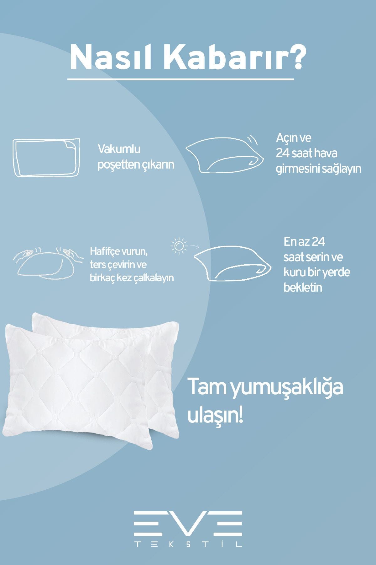 Antialerjik Vakumlu Fermuarlı Yıkanabilir Diamon Plus Kapitone Yastık 50x70 Cm 800 gr