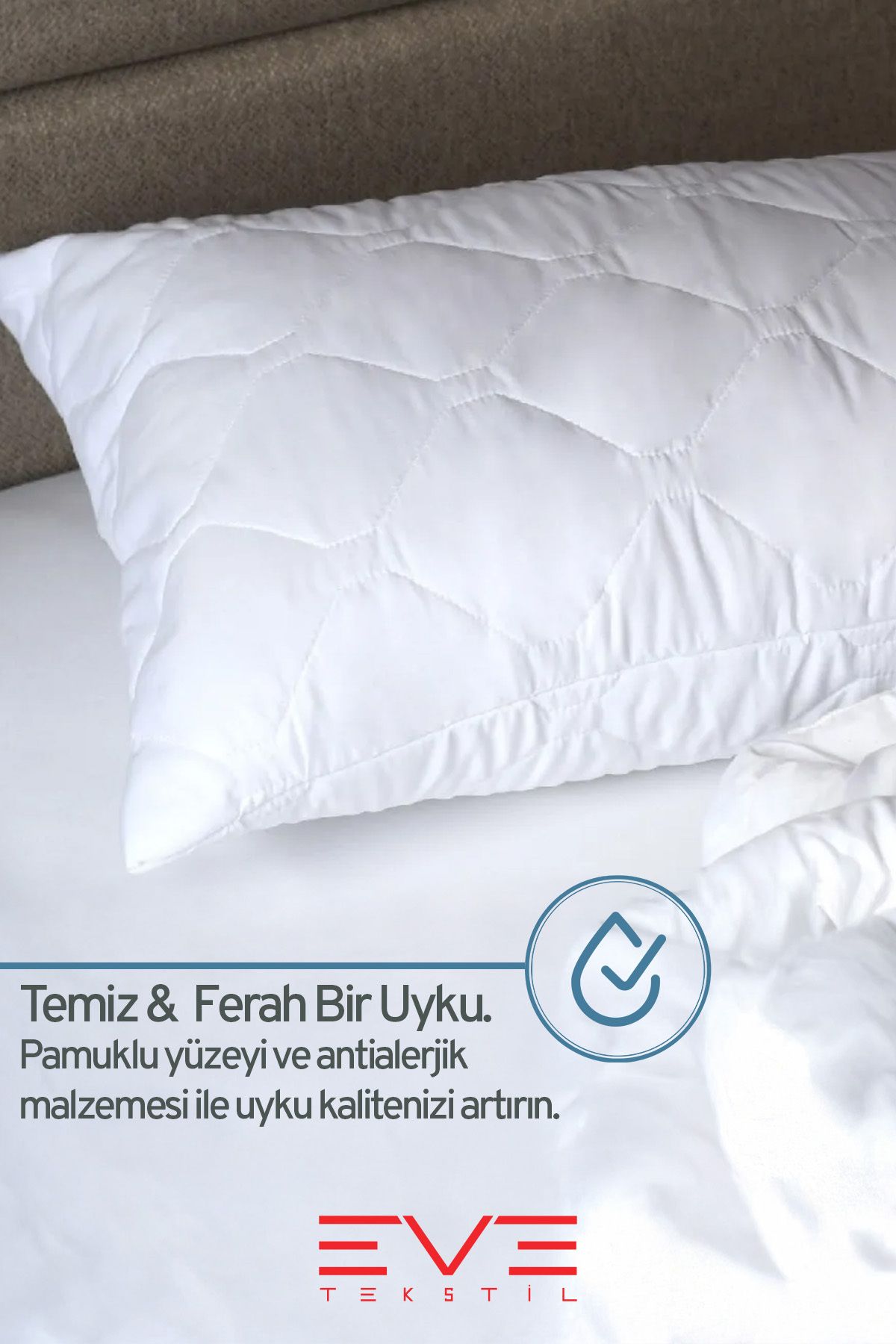Antialerjik Vakumlu Fermuarlı Yıkanabilir Diamon Plus Kapitone Yastık 50x70 Cm 800 gr