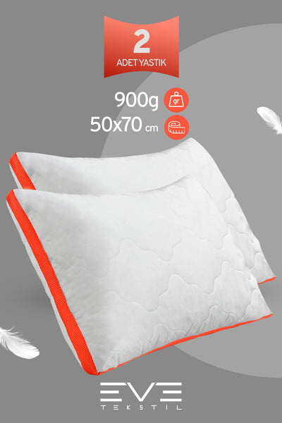 2 Adet Klimax Turuncu Serisi Kılıflı Fermuarlı Klimali Antialerjik Silikon Nano Elyaf Yastık 50x70cm