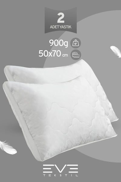 2 Adet Klimax Beyaz Serisi Kılıflı Fermuarlı Klimali Antialerjik Silikon Nano Elyaf Yastık 50x70cm