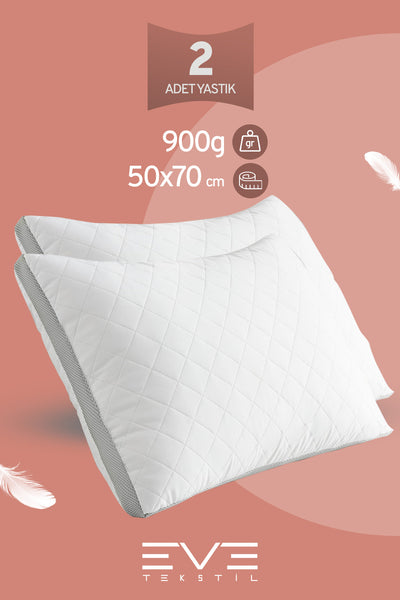 2 Adet Klimax Serisi Kılıflı Fermuarlı Klimali Antialerjik Silikon Nano Elyaf Yastık 50x70cm 900 gr