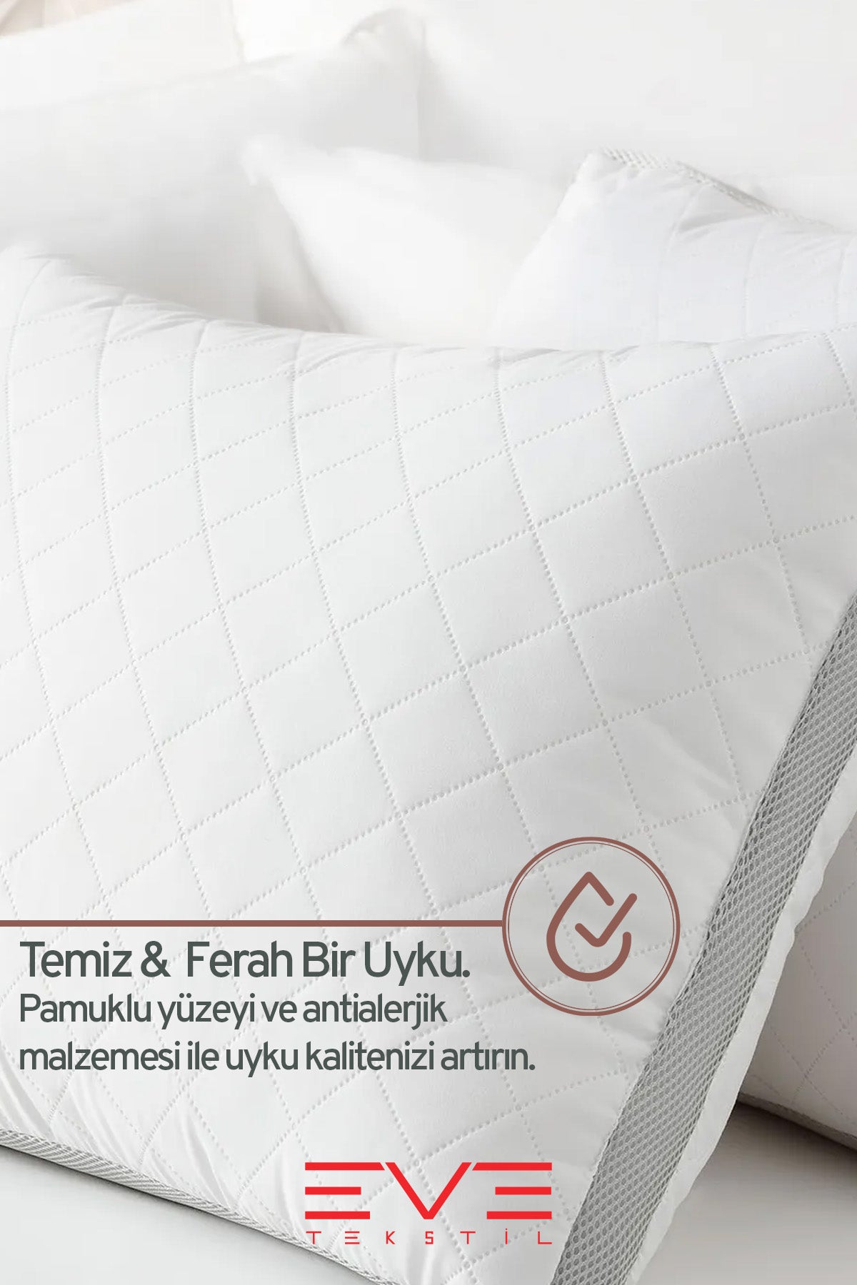 2 Adet Klimax Serisi Kılıflı Fermuarlı Klimali Antialerjik Silikon Nano Elyaf Yastık 50x70cm 900 gr