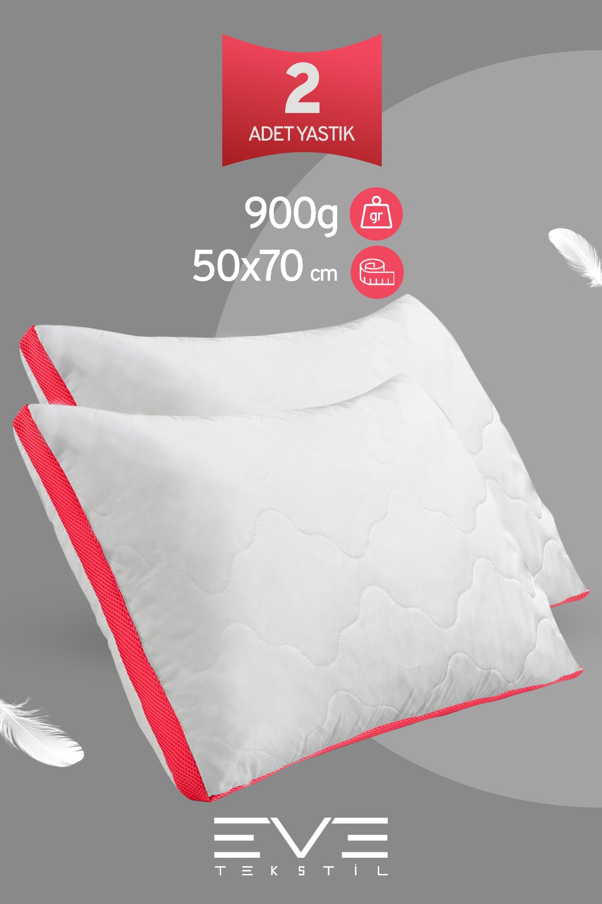 2 Adet Klimax Pembe Serisi Kılıflı Fermuarlı Klimali Antialerjik Silikon Nano Elyaf Yastık 50x70cm