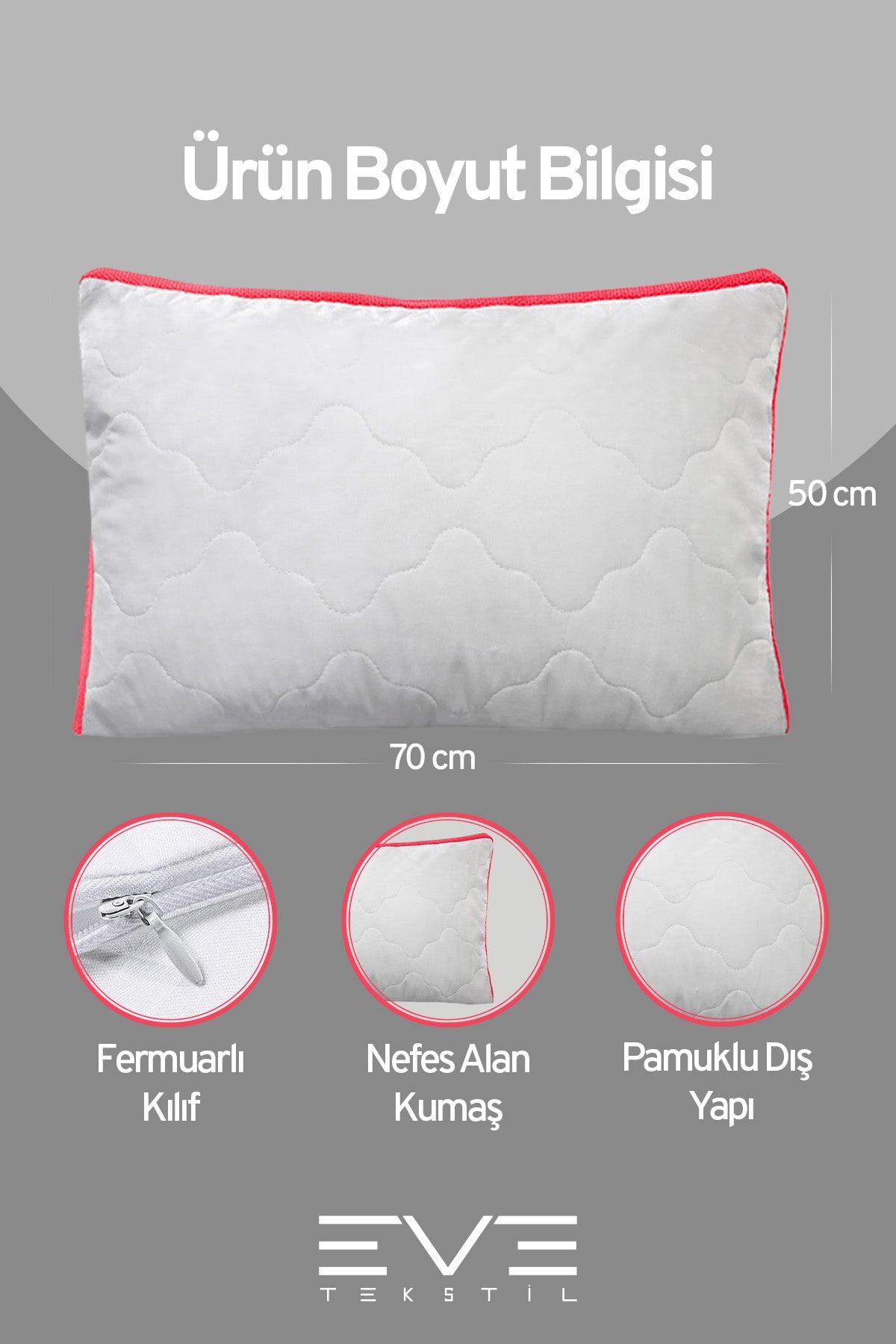 4 Adet Klimax Pembe Serisi Kılıflı Fermuarlı Klimali Antialerjik Silikon Nano Elyaf Yastık 50x70cm